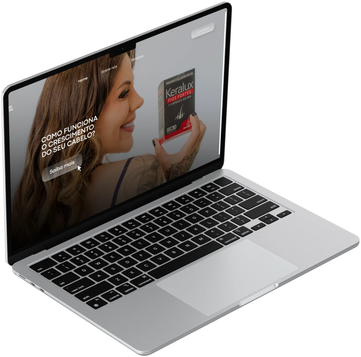 Notebook exibindo um site com as fotos entregues